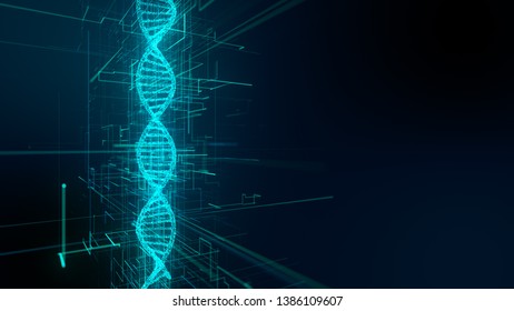 DNA Double Helix Gene Therapy And Genetic Engineering Of Human Genes For Medical Research - 3D Render Graphic 