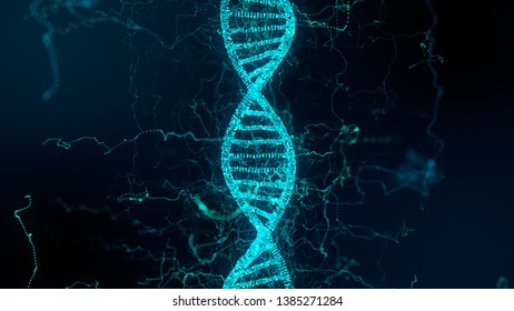 DNA Double Helix Genetic Engineering Of Human Genes Graphic Animation Conceptual Digital Background - 3D Render