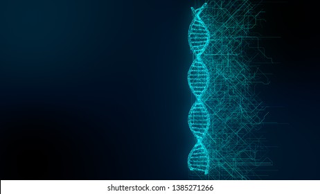 DNA Double Helix Graphic Illustration Pharmaceutical Research Into Genetic Molecular Biology - 3D Render Graphic 