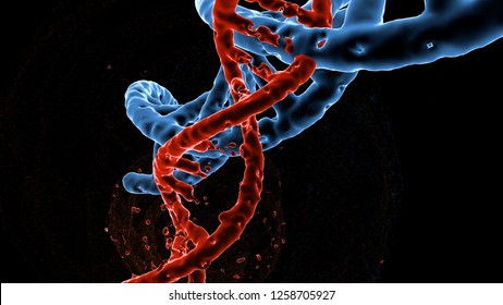 Dna Double Helix Molecules And Chromosomes , Gene Mutation , Genetic Code , 3d Illustration