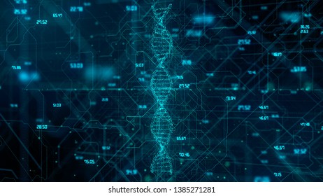 DNA Double Helix Scientific Research Into Human Cloning And Genetic Sequencing For Pharmaceutical Research Into Manipulation Of Molecular Biology - 3D Render Graphic 