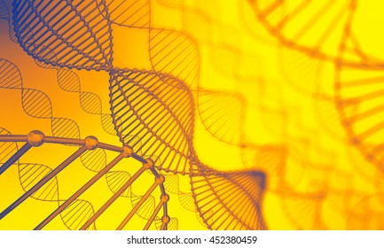 DNA Forefront. The Structure Of The Organism At The Cellular Level. 3d Illustration  Background 