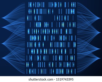 Dna Genome Concept. Genome Testing Medical Map, Gene Sequencing. Science Solution Background