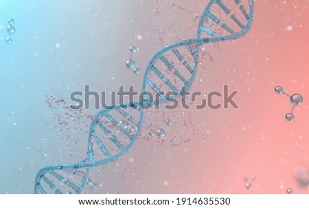 DNA genomes structure with division molecule, 3d rendering. 