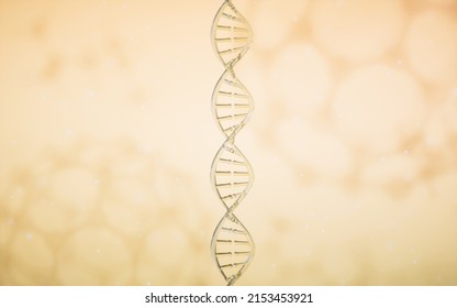 DNA genomes structure with yellow background, 3d rendering. Computer digital drawing.