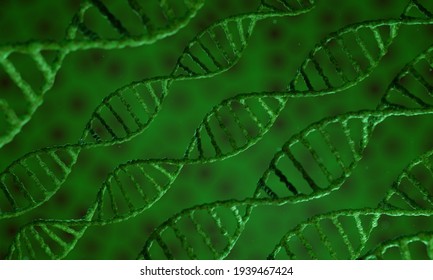 Dna Green Background. 3D Render.