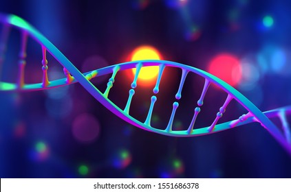 DNA helix. Hi Tech technology in the field of genetic engineering. Scientific breakthrough in human genetics 3D illustration