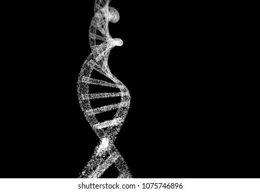 DNA, Helix Model In Healthcare And Medicine And Technology Concept On Black Background, 3d Illustration