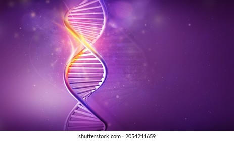 DNA Helix Model On A Violet Background, 3D Render.