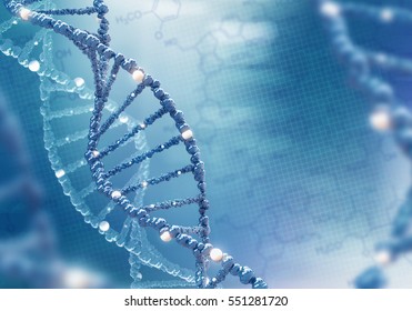 DNA helix on the colored background. 3D illustration