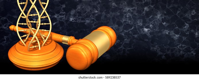 DNA Legal Gavel Concept 3D Illustration
