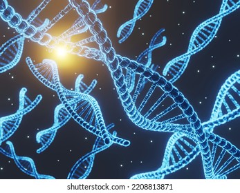 DNA Microscope Close Up. 3D Rendering.