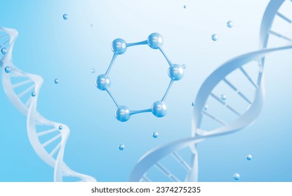 DNA and molecular structure, 3d rendering. Digital drawing.