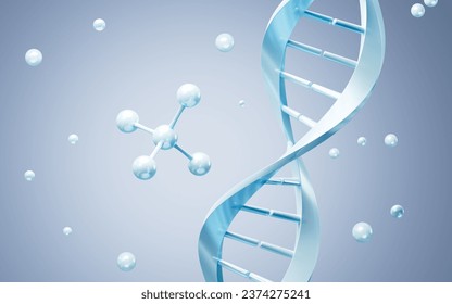 DNA and molecular structure, 3d rendering. Digital drawing.