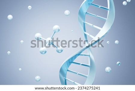 DNA and molecular structure, 3d rendering. Digital drawing.