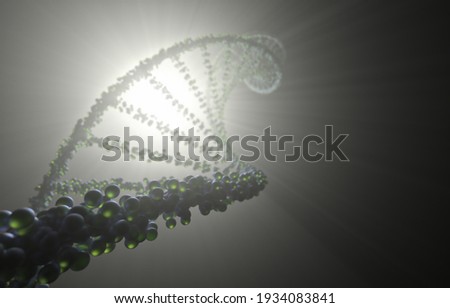 DNA molecule, genetic code, helical molecules, 3D illustration.