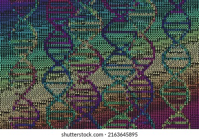 DNA Molecules From Numbers, Artificial Life Concept, Computer Generated