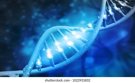 DNA molecules on blue background. 3d illustration
