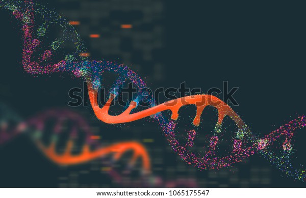 DNA research molecule. 3D illustration. Analysis\
of structure human\
genome