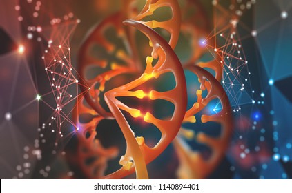 DNA. Research molecule. Scientific breakthrough in human genetics. 3D illustration analysis of structure genome