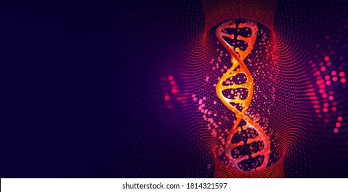 DNA. Research molecule. Scientific breakthrough in human genetics. 3D illustration analysis of structure genome