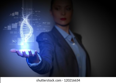 DNA Science Background With Business Person On The Background