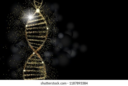 DNA sequence, DNA code structure with gold glow. Science concept background. Nano technology. Black background with space for text. - Powered by Shutterstock