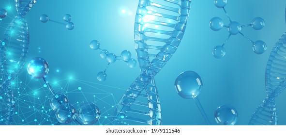 DNA spiral structure. Medical science, genetic biotechnology, chemistry biology, science background, 3d illustration.