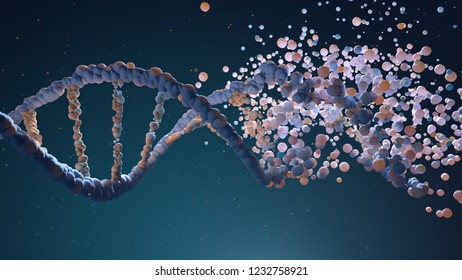 DNA strand assembling from different elements. 3D illustration