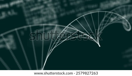 DNA strand and binary coding, scientific data processing image. Genetics, biotechnology, data analysis, bioinformatics, molecular biology, science