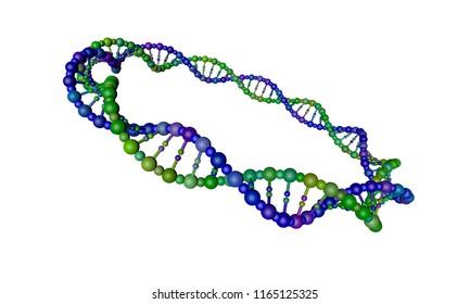 DNA Strand In Form Of Circle. Isolated On White Background. 3D Rendering Illustration.