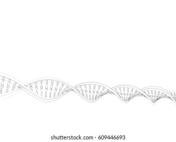 DNA Strand. Isolated On White Background. Sketch Illustration. 