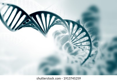 DNA Strand On Science Background. 3d Illustratio	