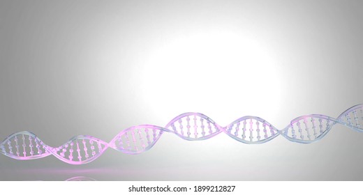 DNA String, Chain Of Chromosome Banner. Science Technology, Background For Biomedical, Health, Chemistry Design 3d Illustration