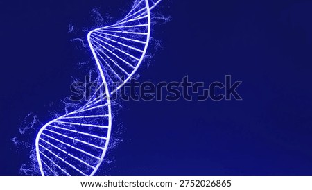 DNA structure image on blue background. Research and development of DNA structure and genetic modification in scientific work. , 3D rendering.