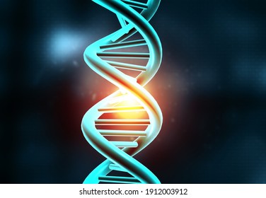 DNA structure scientific blue background. 3d illustration	