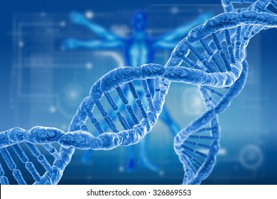 DNA and virus molecules on science background
