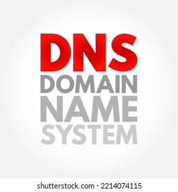 DNS Domain Name System - Hierarchical Naming System Built On A Distributed Database For Computers, Services, Or Any Resource Connected To The Internet, Acronym Text Concept