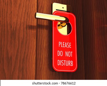 Do Not Disturb Sign On A Hotel Door Handle, 3d Illustration