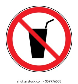 Do not drink icon. No drink sign isolated on white background. Red circle prohibition symbol. Stop flat symbol. Stock 