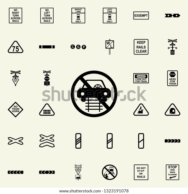 do not drive on rails icon. Railway\
Warnings icons universal set for web and\
mobile