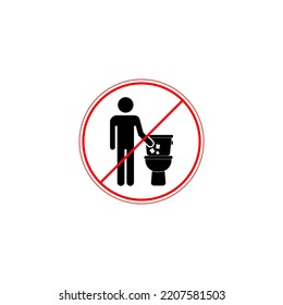 Do Not Litter In The Toilet. Toilet No Trash Icon Isolated On White Background