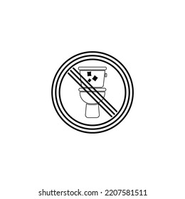 Do Not Litter In The Toilet. Toilet No Trash Icon Isolated On White Background