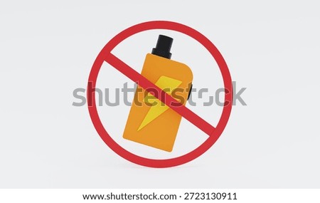 Do not use e-cigarettes in designated areas. 3D illustration.