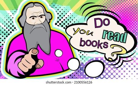 do you read books leo tolstoy pop art poster comics sign book reading library