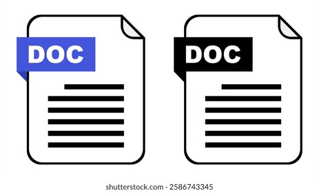 Doc Format Icon Symbol, Vector Illustration.