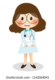 Doctor Cartoon Girl Character Glasses Brown Stock Illustration ...