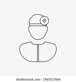 Doctor With Head Mirror Icon. Otolaryngology Specialist Symbol.