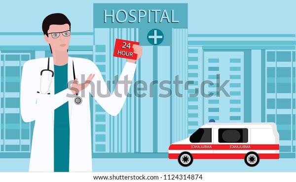 Doctor - Hospital -\
Ambulance - emblem of Caduceus  The concept of round the clock\
medical care - bitmap\
image