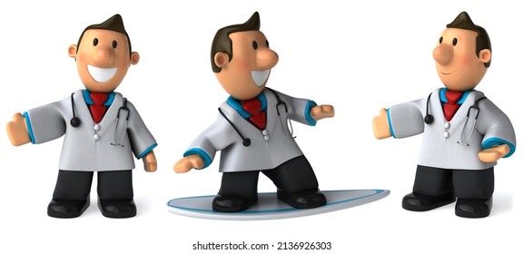 Doctor Male Cartoon Character Design On White Isolated Background 3d Rendering